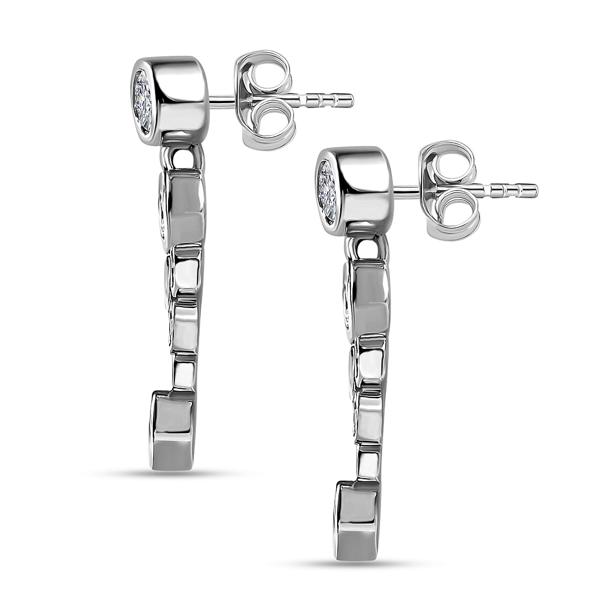 Moissanite Earrings in Platinum Overlay Sterling Silver 1.72 Ct. 7678865 3