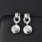 Moissanite Dangling Earring with Push Back in Rhodium Overlay Sterling Silver