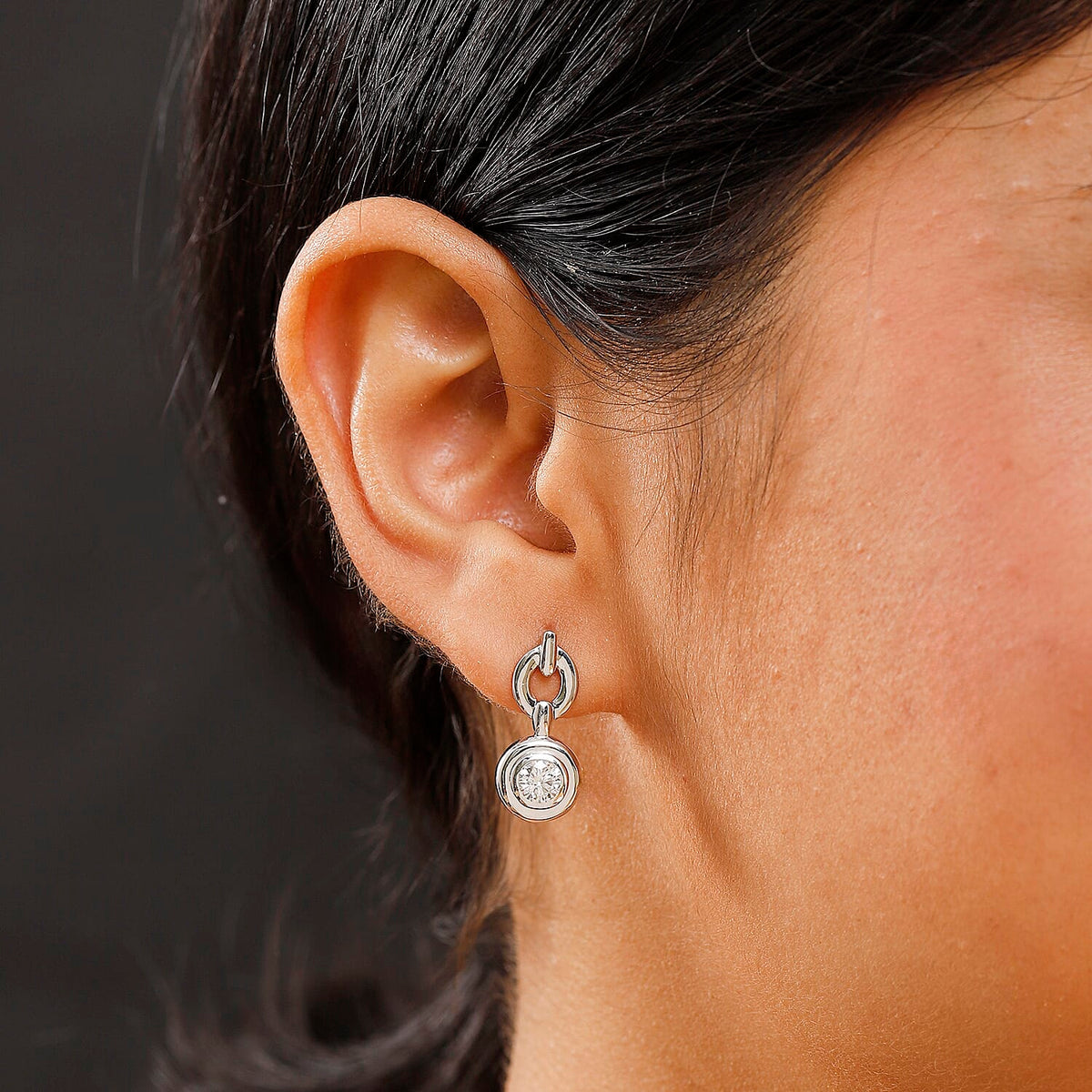 Moissanite Dangling Earrings in Rhodium Overlay Sterling Silver 8054013 3