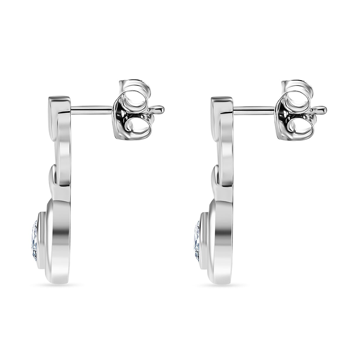 Moissanite Dangling Earrings in Rhodium Overlay Sterling Silver 8054013 4