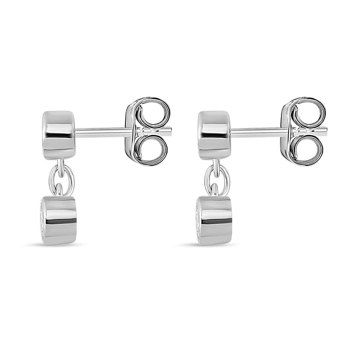 RADIANTA GRA Certified Moissanite D-VVS1 Dangling Earrings with Push Back in Rhodium Overlay Sterling Silver 1Ct. 8044316 4