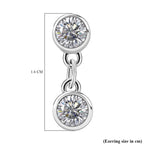 GRA Certified D-VVS1 Moissanite Dangling Earring with Push Back in Rhodium Overlay Sterling Silver 1.00 Ct.