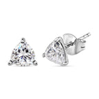Moissanite Stud Earrings in Rhodium Overlay Sterling Silver 1.60 Ct