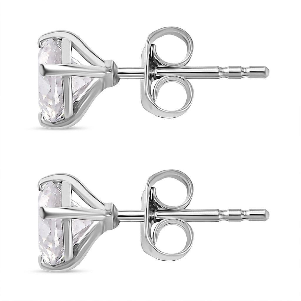 Moissanite Stud Earrings in Rhodium Overlay Sterling Silver 1.60 Ct