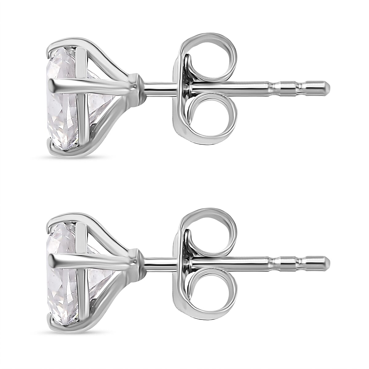 Moissanite Solitaire Stud Earrings in Rhodium Overlay Sterling Silver 1.60 Ct 7784003 4