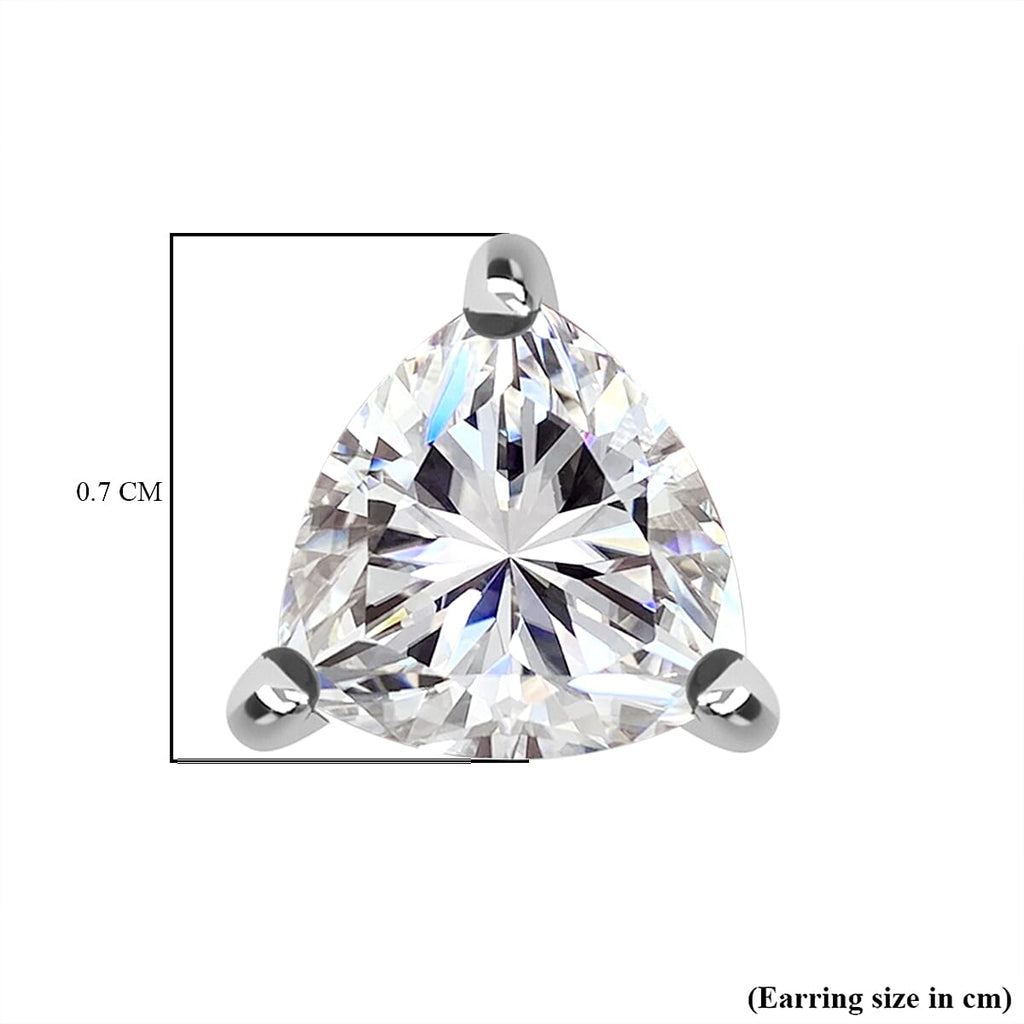 Moissanite Stud Earrings in Rhodium Overlay Sterling Silver 1.60 Ct
