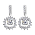 GRA Certified Dangling Earring with Push Back in Rhodium Overlay Sterling Silver