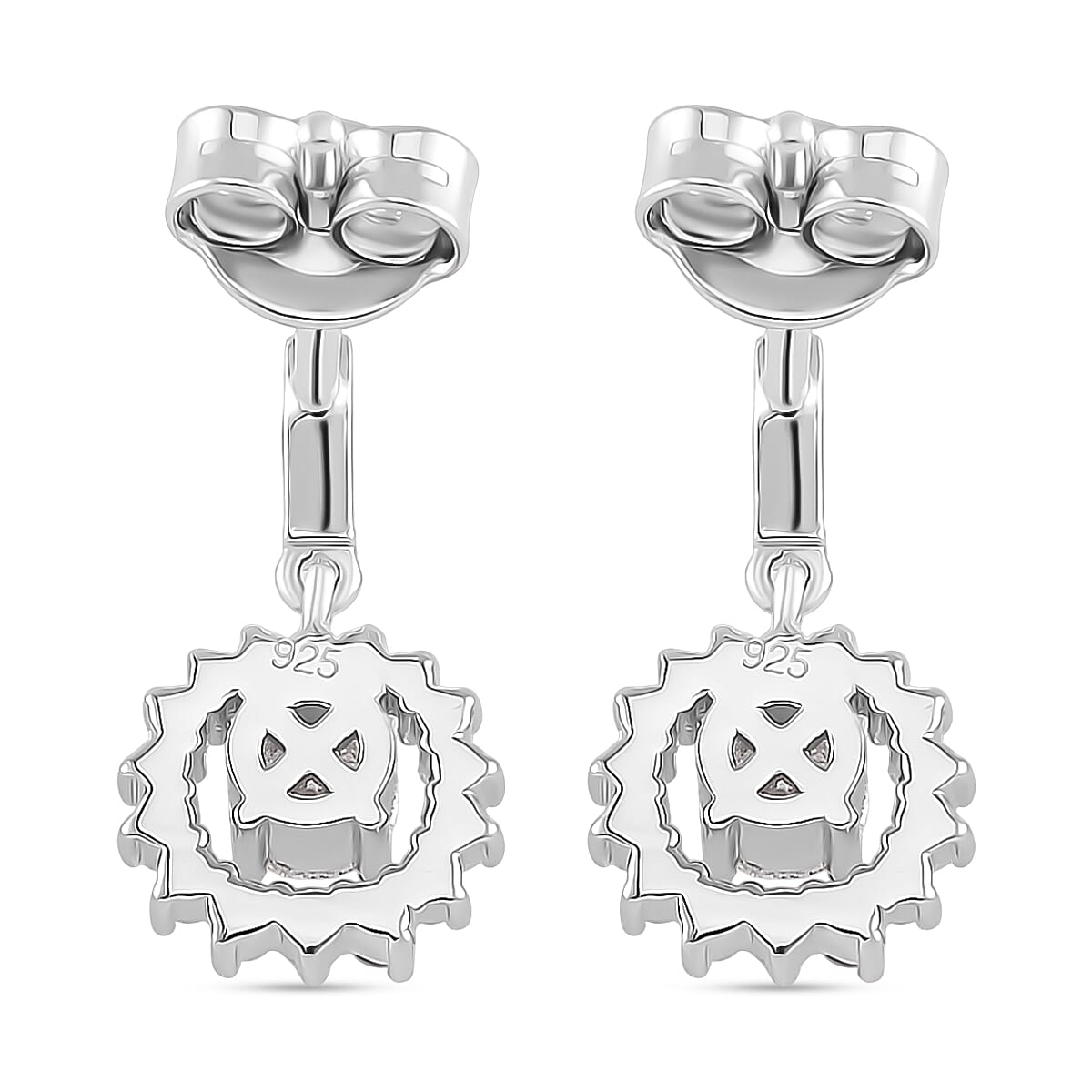 RADIANTA GRA Certified Moissanite Dangling Earrings with Push Back in Rhodium Overlay Sterling Silver (D-VVS1) 8084602 5