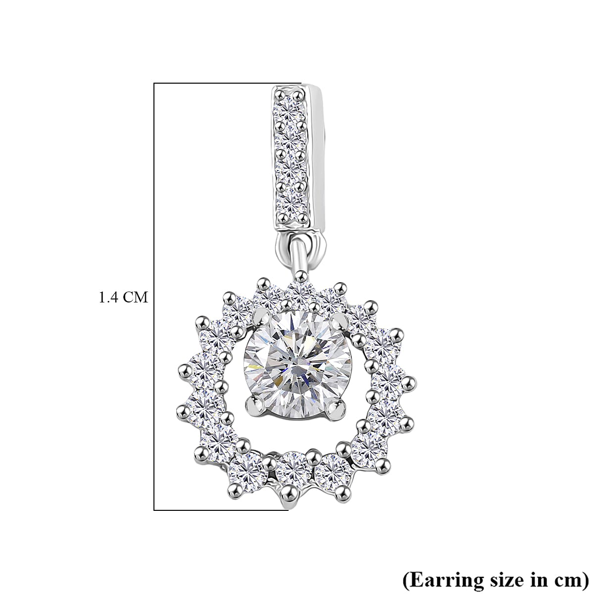 RADIANTA GRA Certified Moissanite Dangling Earrings with Push Back in Rhodium Overlay Sterling Silver (D-VVS1) 8084602 6