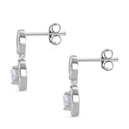 Premium D Colour GRA Certified (VVS1-D) Moissanite Dangling Earring with Push Back in Rhodium Overlay Sterling Silver 1.40 Ct.