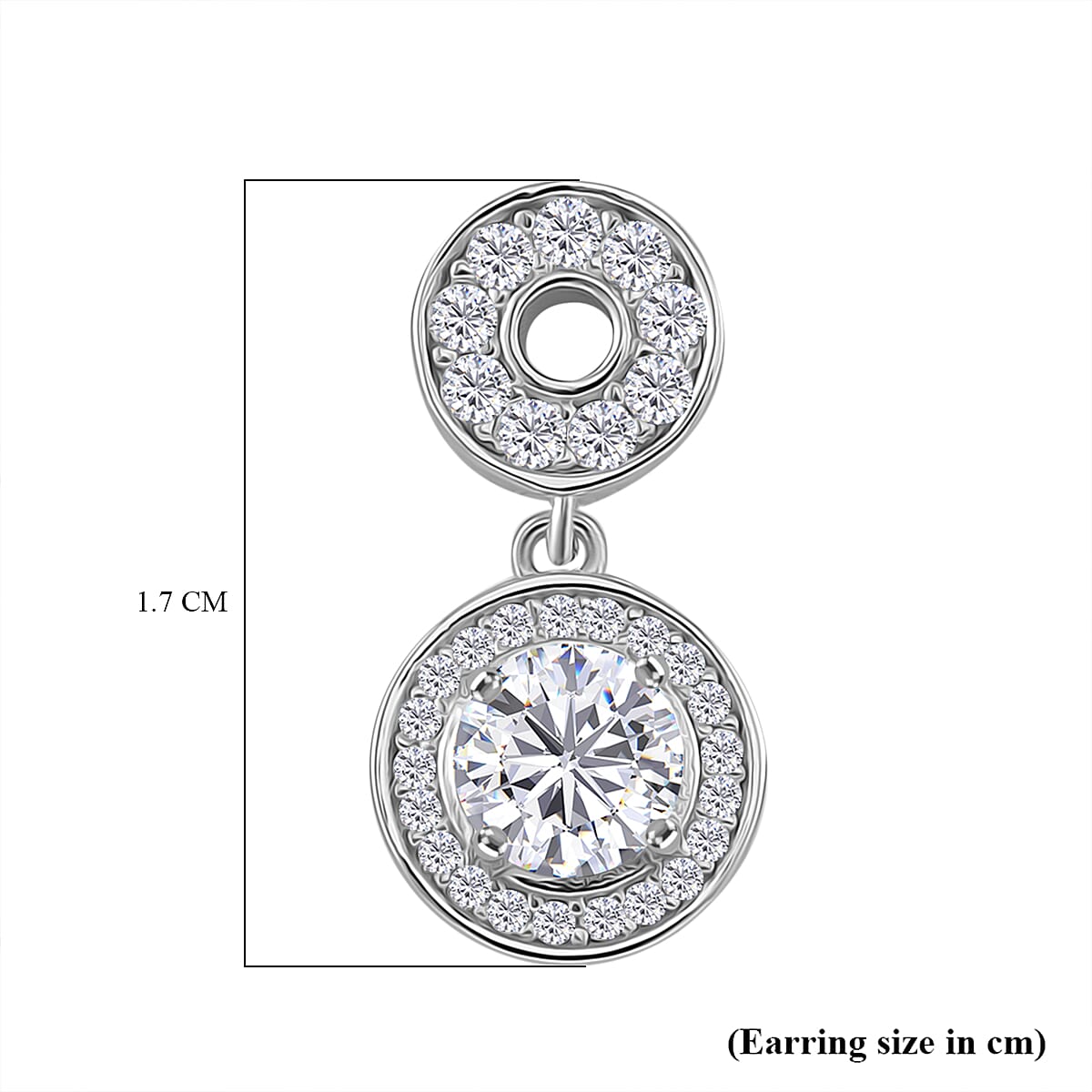 RADIANTA GRA Certified 1.40 Ct. Moissanite Halo Dangling Earring with Push Back in Rhodium Overlay Sterling Silver (D-VVS1) 8085101 6