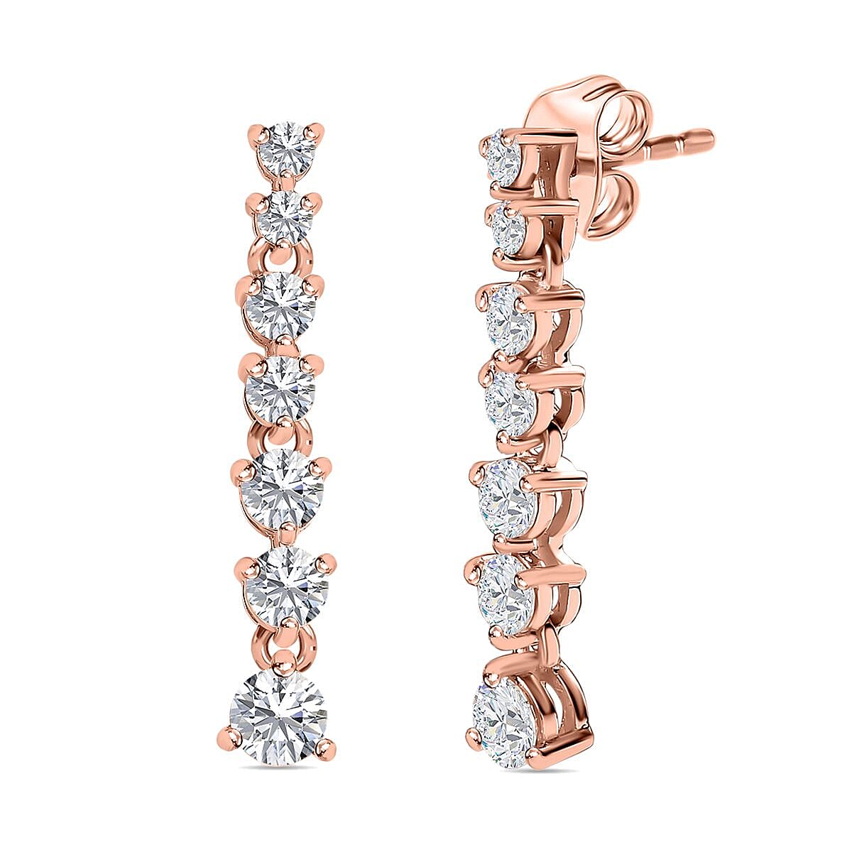 Moissanite  Dangling Earring in 18K Vermeil Rose Gold Plated Sterling Silver 7560853 0