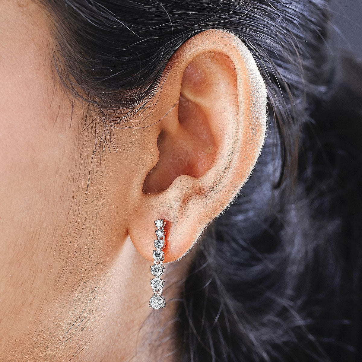Moissanite  Dangling Earring in 18K Vermeil Rose Gold Plated Sterling Silver 7560853 3