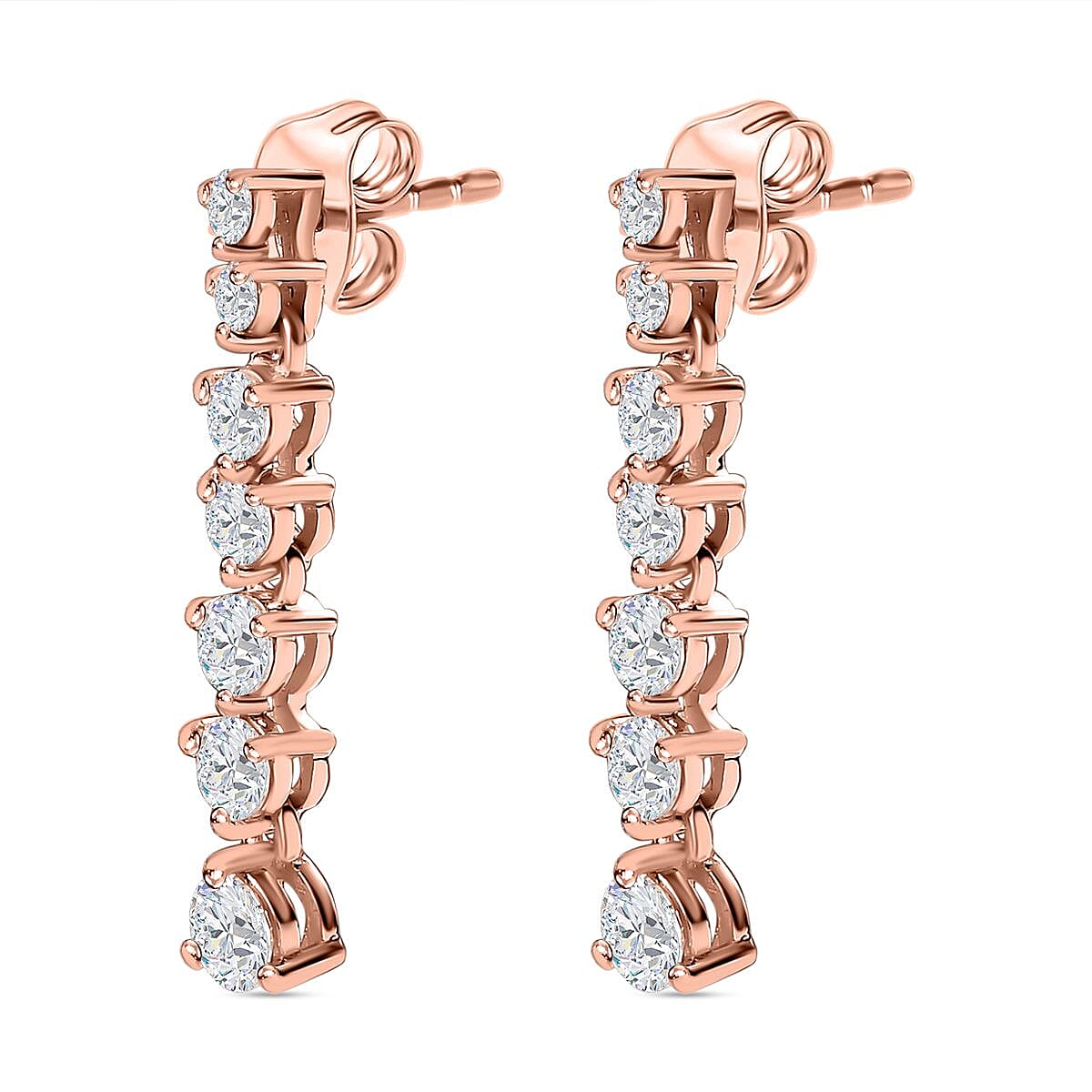 Moissanite  Dangling Earring in 18K Vermeil Rose Gold Plated Sterling Silver 7560853 4