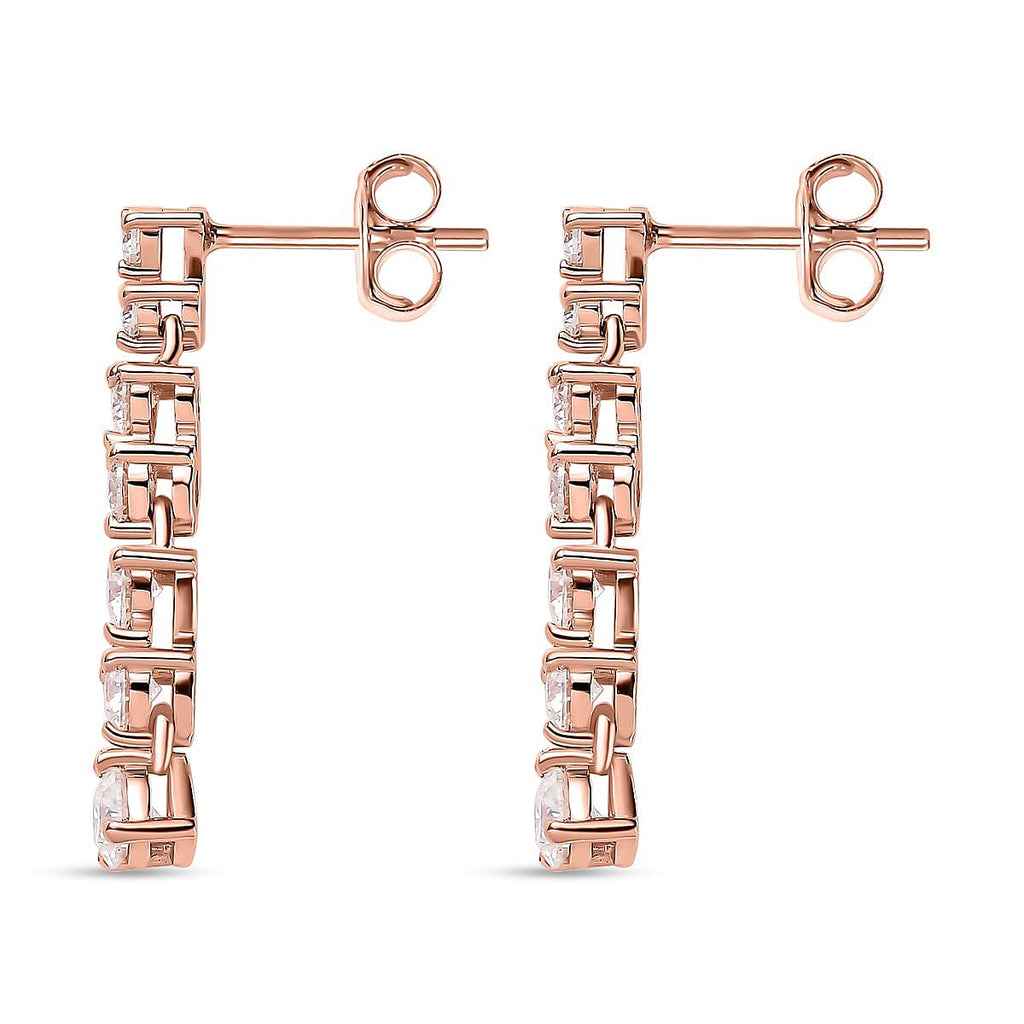 Moissanite Dangle Earrings in 18K Rose Gold Vermeil Plated Sterling Silver 1.08 Ct.