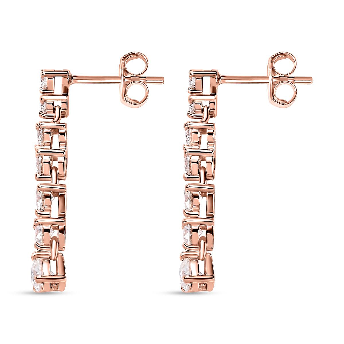 Moissanite  Dangling Earring in 18K Vermeil Rose Gold Plated Sterling Silver 7560853 5