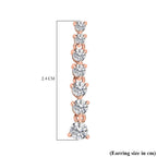 Moissanite Dangle Earrings in 18K Rose Gold Vermeil Plated Sterling Silver 1.08 Ct.