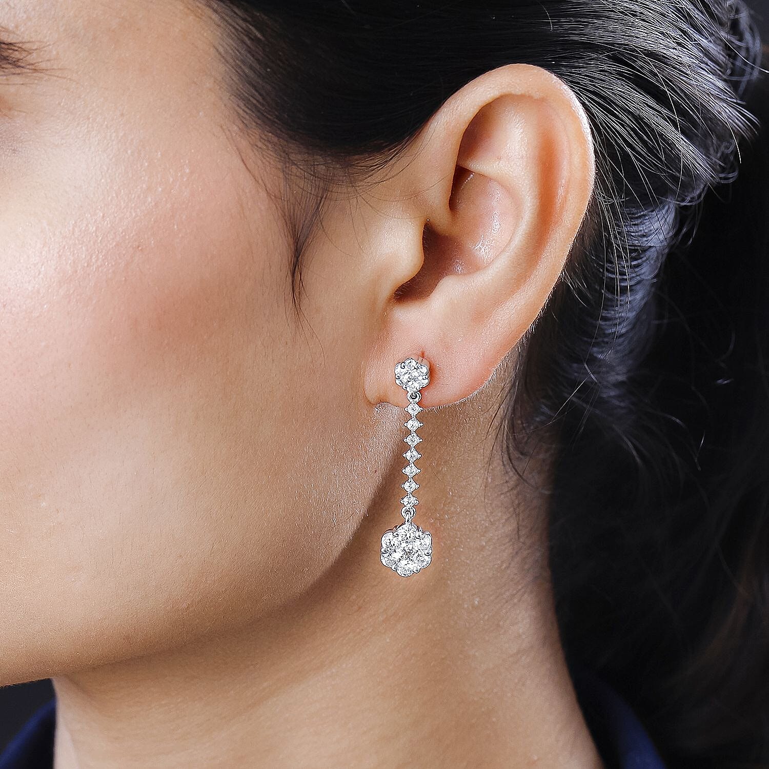 Moissanite Dangling Earrings in 18K Rose Gold Vermeil Plated Sterling Silver 2.20 Ct. 7560907 2
