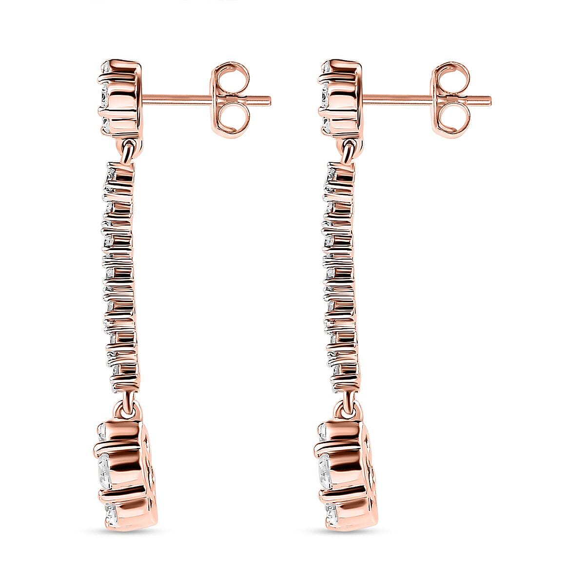 Moissanite Dangling Earrings in 18K Rose Gold Vermeil Plated Sterling Silver 2.20 Ct. 7560907 4
