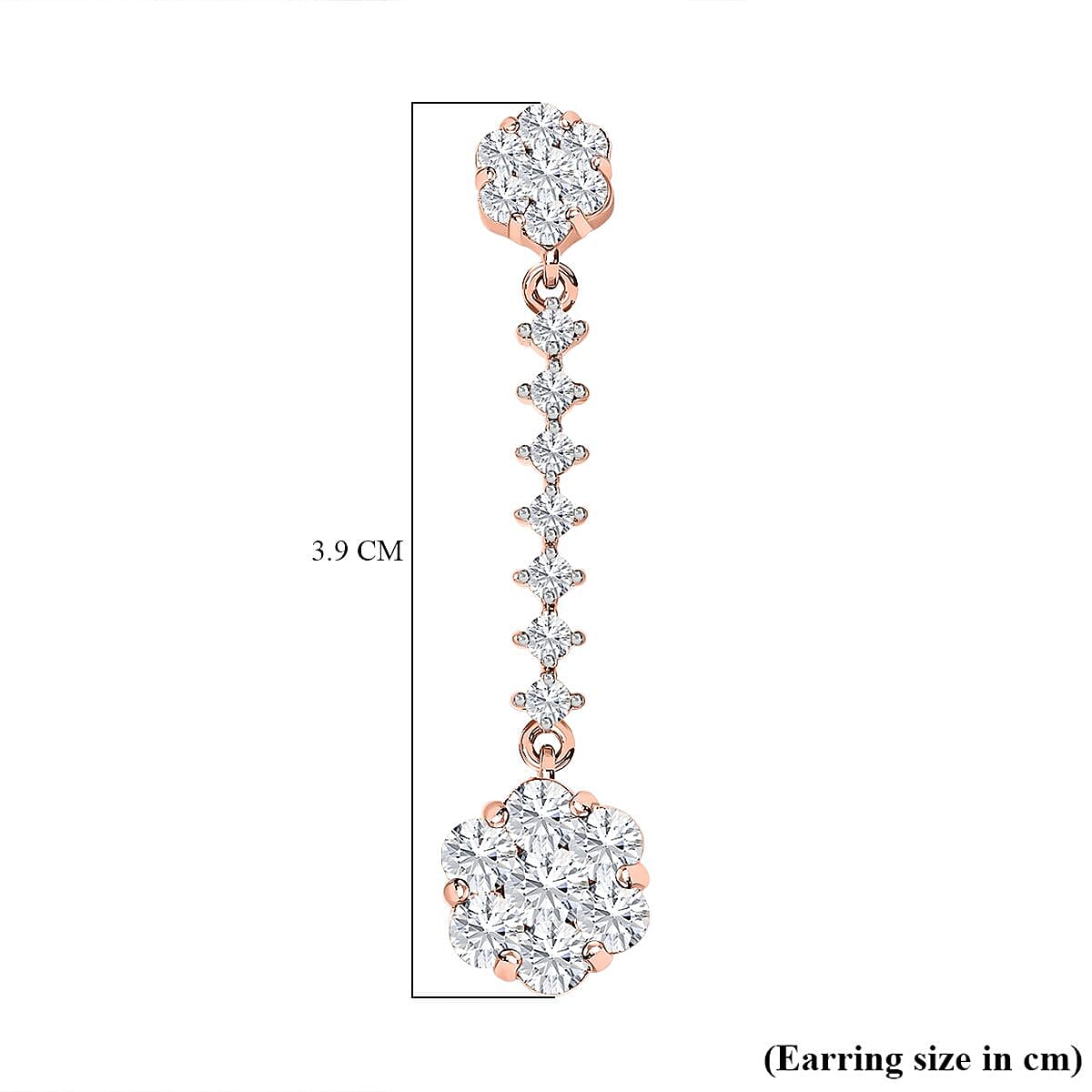 Moissanite Dangling Earrings in 18K Rose Gold Vermeil Plated Sterling Silver 2.20 Ct. 7560907 5