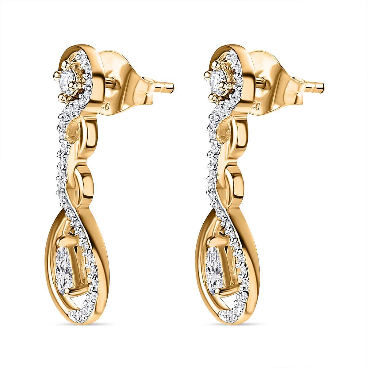 Moissanite Dangle Earrings in 18K Vermeil Yellow Gold Plated Sterling Silver 7632394 3