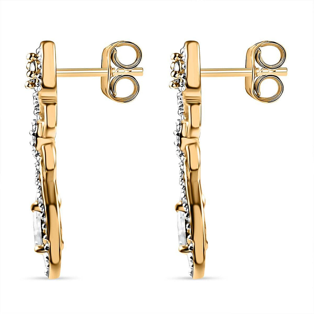 Moissanite Dangle Earrings in 18K Vermeil Yellow Gold Plated Sterling Silver