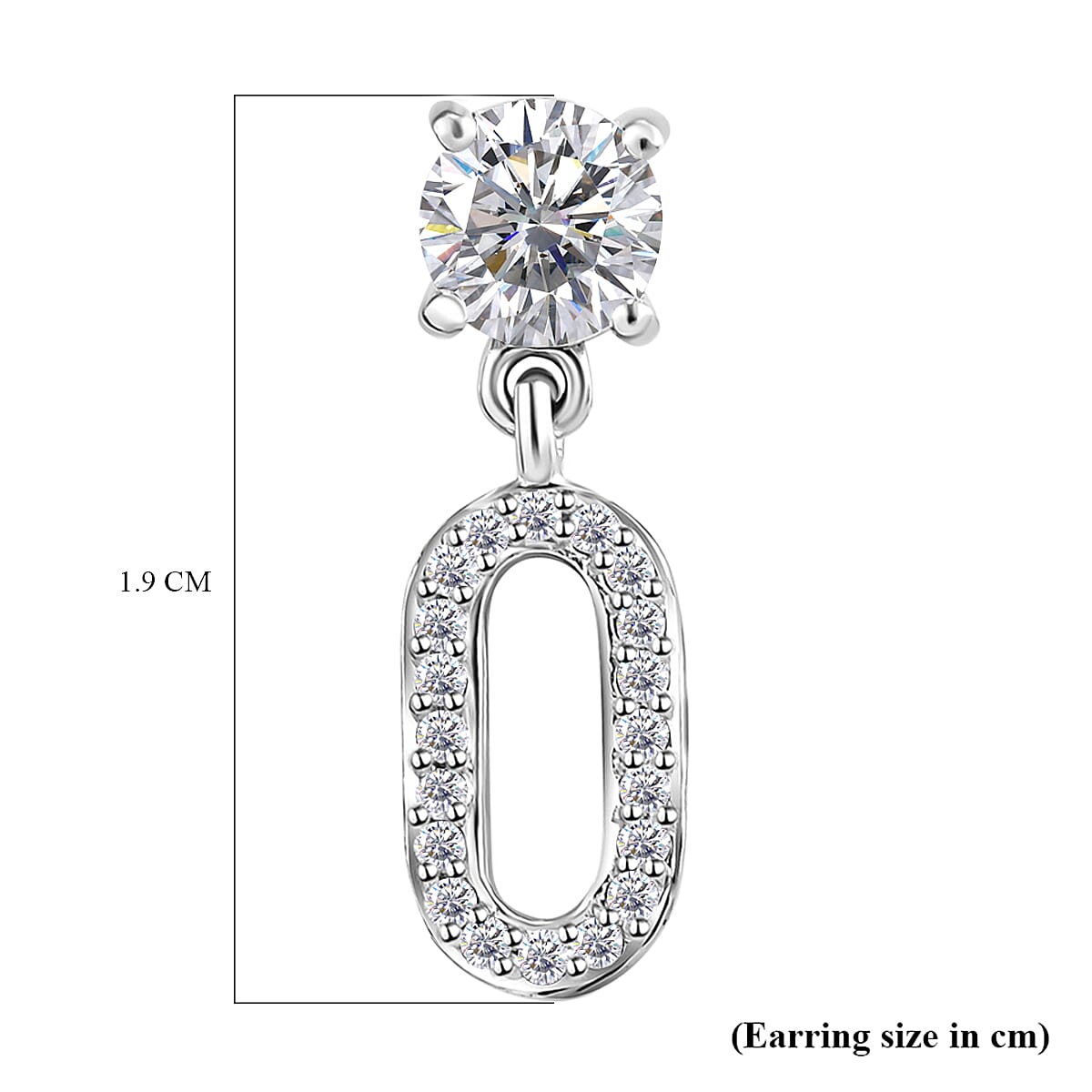 Moissanite Dangling Earrings (with Push Back) in Platinum Overlay Sterling Silver 1.05 Ct. 8919326 5