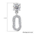 Moissanite Dangling Earrings (with Push Back) in Platinum Overlay Sterling Silver 1.05 Ct.
