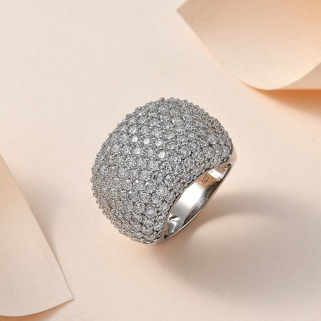 Red Carpet Collection - Moissanite Ring in Platinum Overlay Sterling Silver 4.89 Ct, Silver Wt. 10.61 Gms.