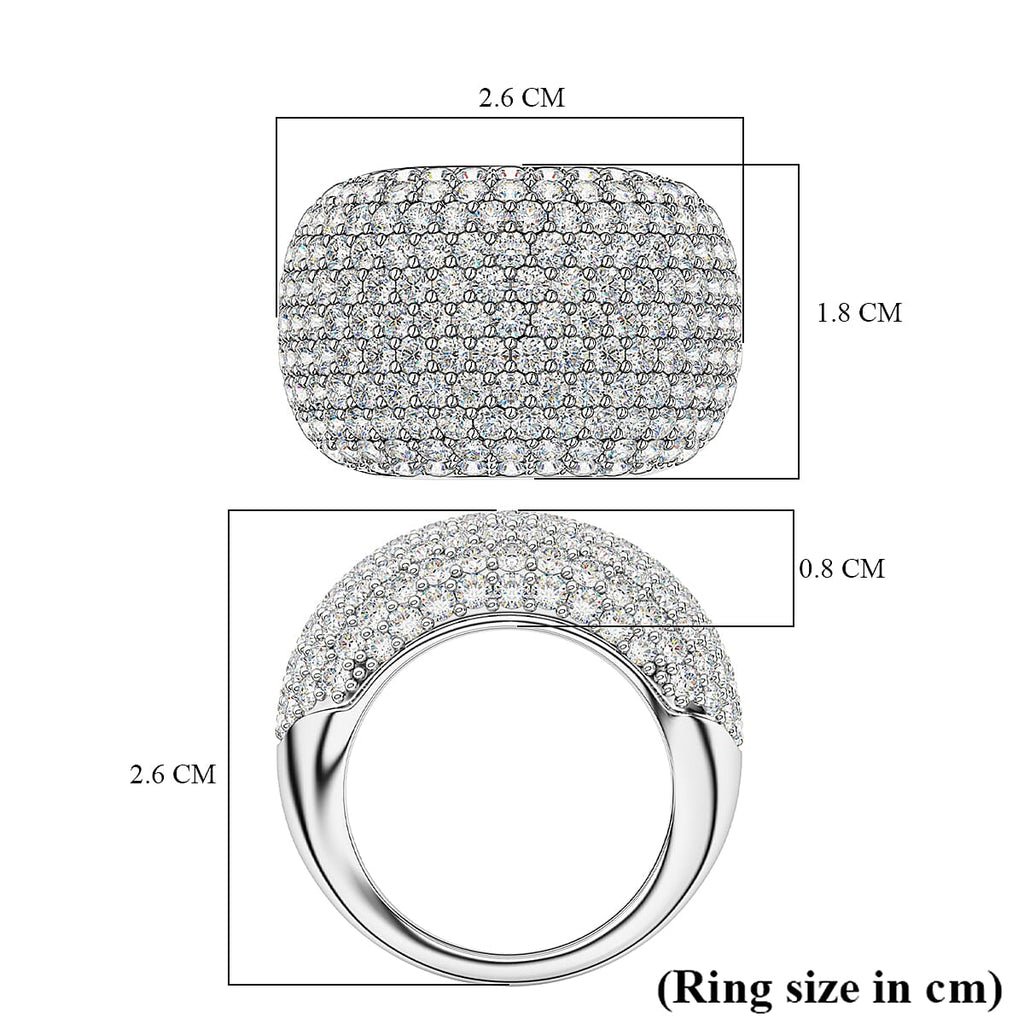Red Carpet Collection - Moissanite Ring in Platinum Overlay Sterling Silver 4.89 Ct, Silver Wt. 10.61 Gms.