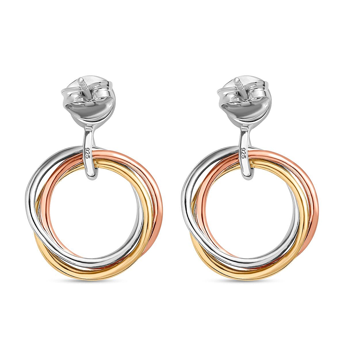 Moissanite Solitaire Earrings in Sterling Silver With Tri-tone 7829882 5