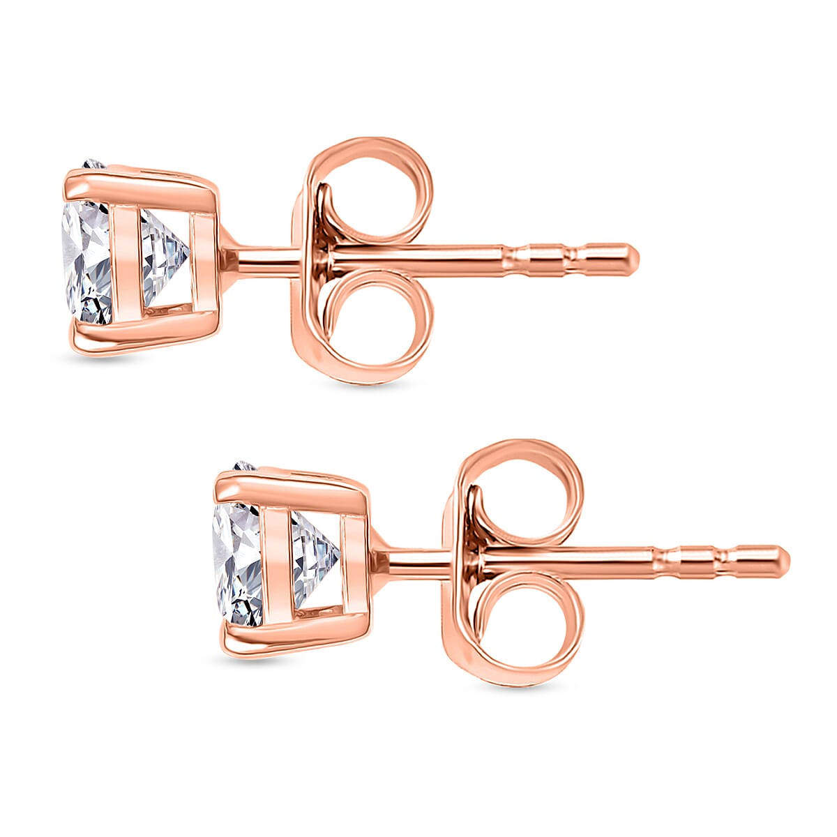 Moissanite Stud Earring with Push Back in Rose Gold Plated Sterling Silver 0.90 Ct. 8427224 4