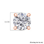 Moissanite Stud Earring with Push Back in Rose Gold Plated Sterling Silver 0.90 Ct.