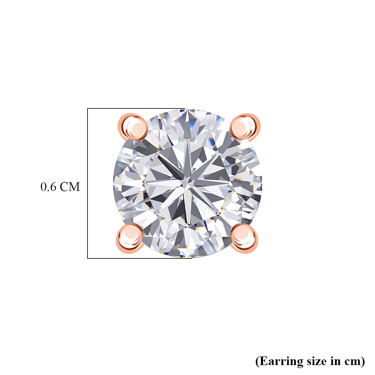Moissanite Stud Earring with Push Back in Rose Gold Plated Sterling Silver 0.90 Ct. 8427224 5
