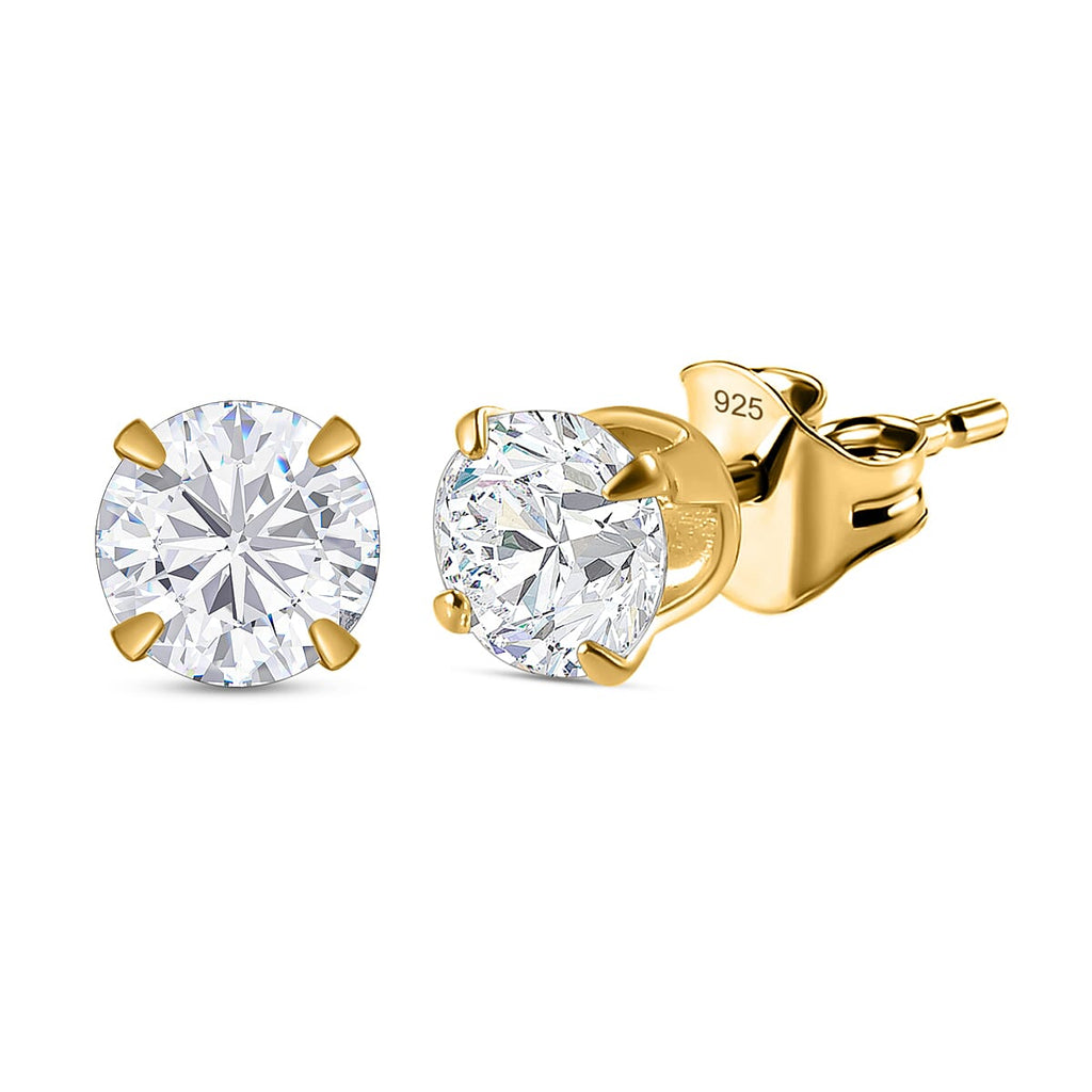 Moissanite Stud Earrings in 14K Gold Overlay Sterling Silver