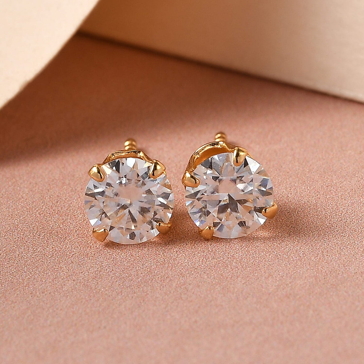 Moissanite Earring (With Push Back) in 14K Gold Overlay Sterling Silver 7154265 2