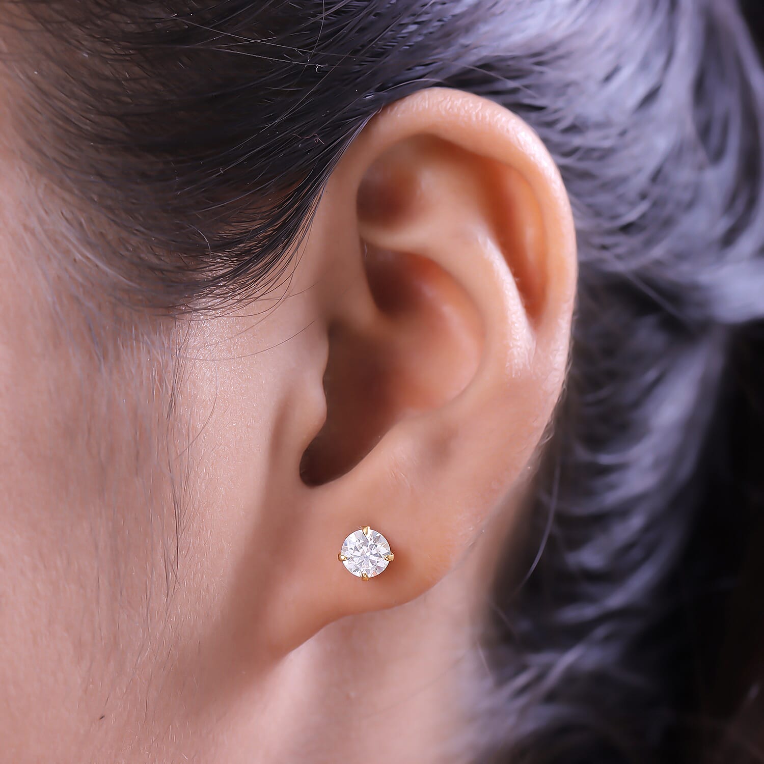 Moissanite Earring (With Push Back) in 14K Gold Overlay Sterling Silver 7154265 3