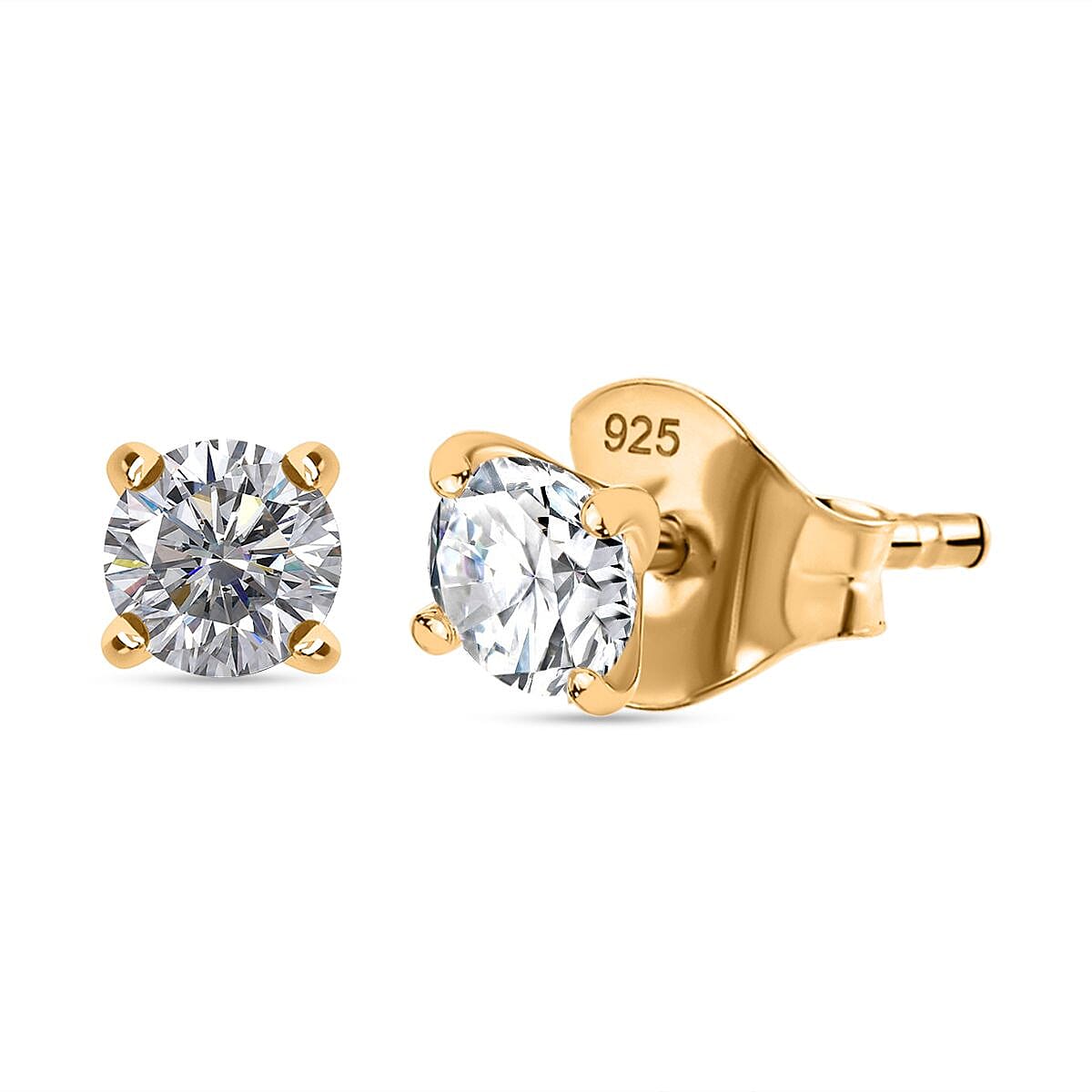 Moissanite Stud Earrings in 14K Yellow Gold Overlay Sterling Silver 7850793 0