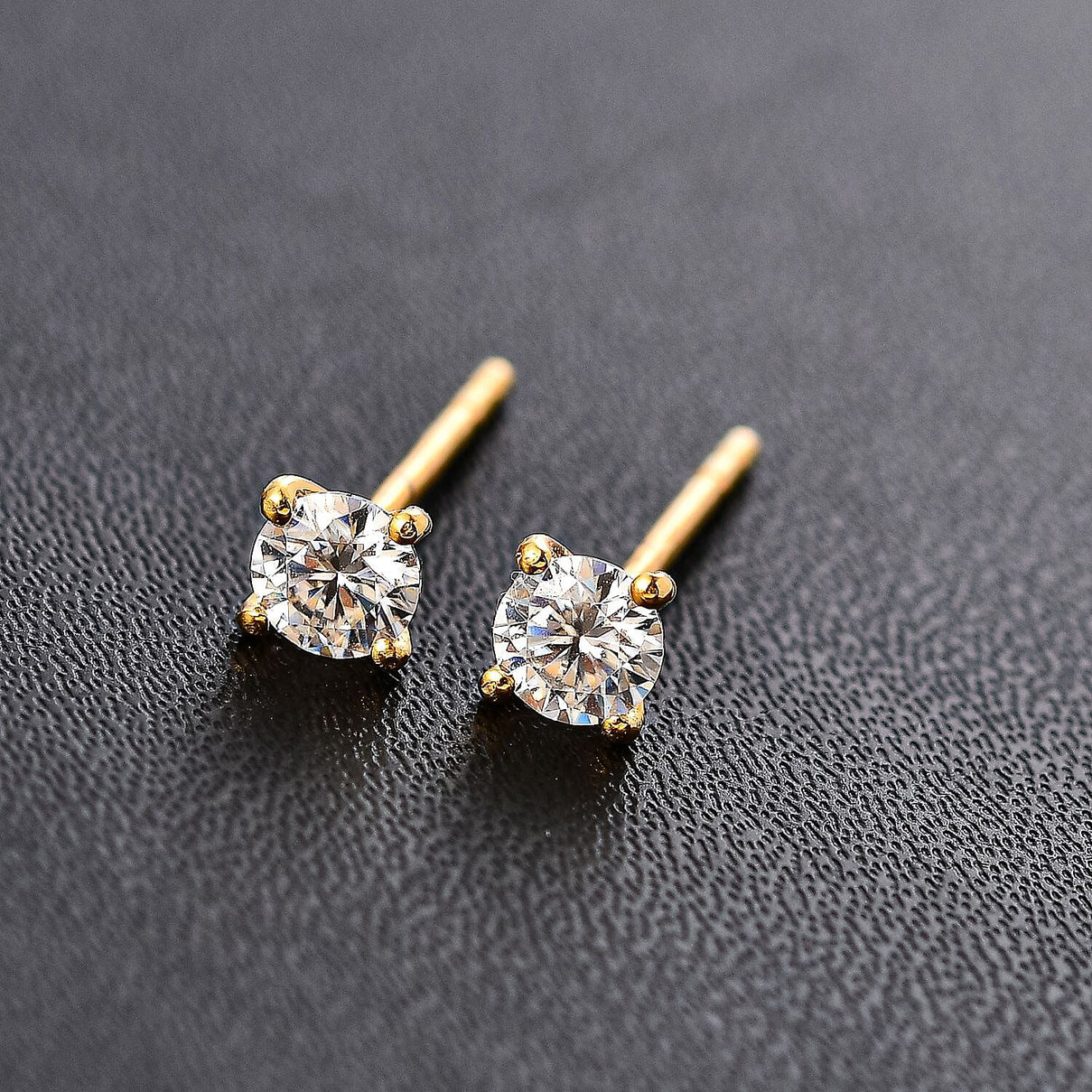 Moissanite Stud Earrings in 14K Yellow Gold Overlay Sterling Silver 7850793 2