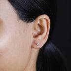 Moissanite Stud Earrings in 14K Gold Overlay Sterling Silver