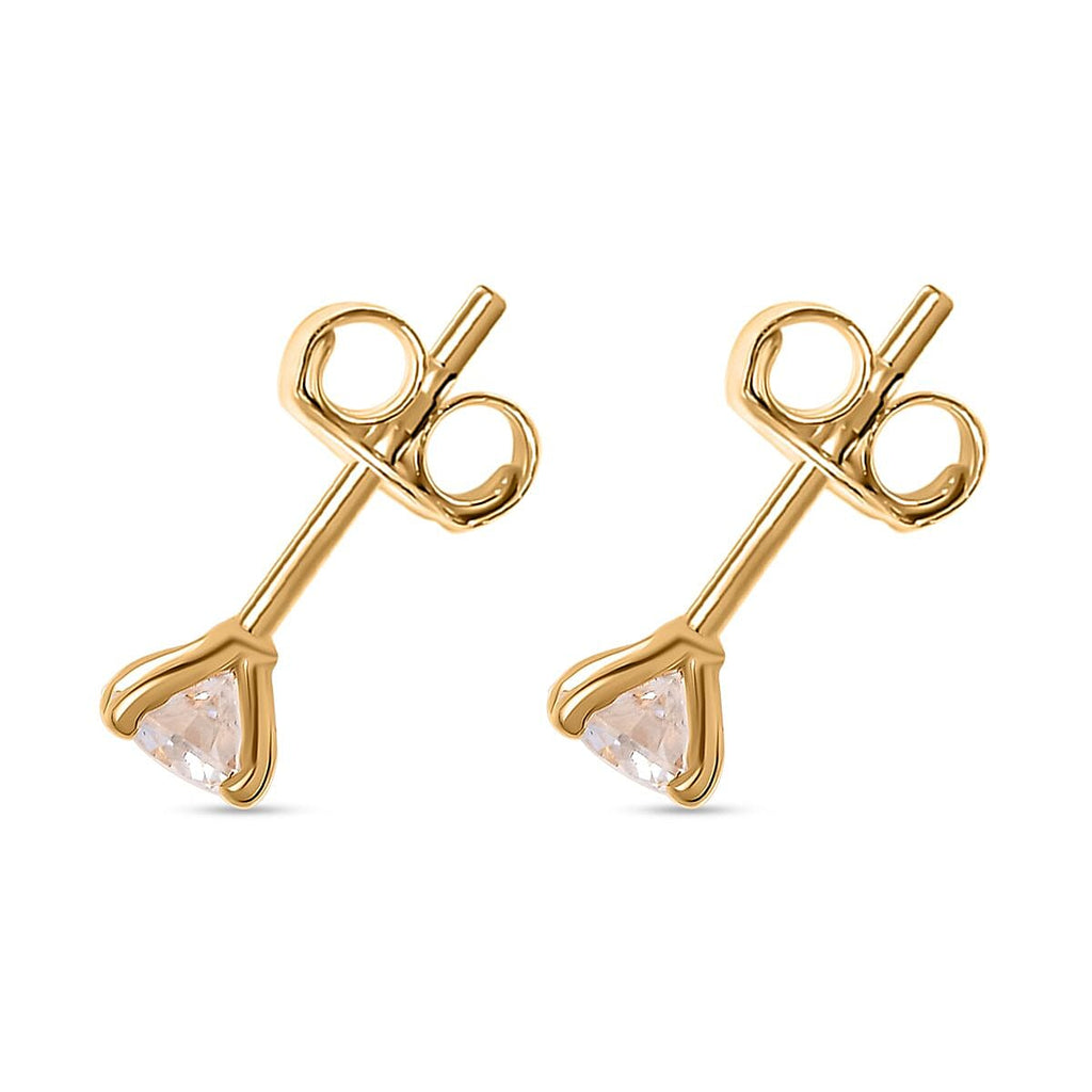Moissanite Stud Earrings in 14K Gold Overlay Sterling Silver