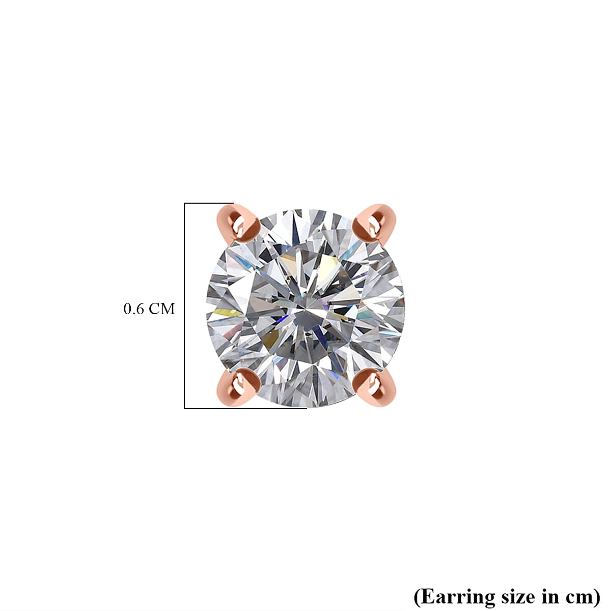 Moissanite Solitaire Stud Push Back Earring in 18K Vermeil Rose Gold Plated Sterling Silver 7797783 5