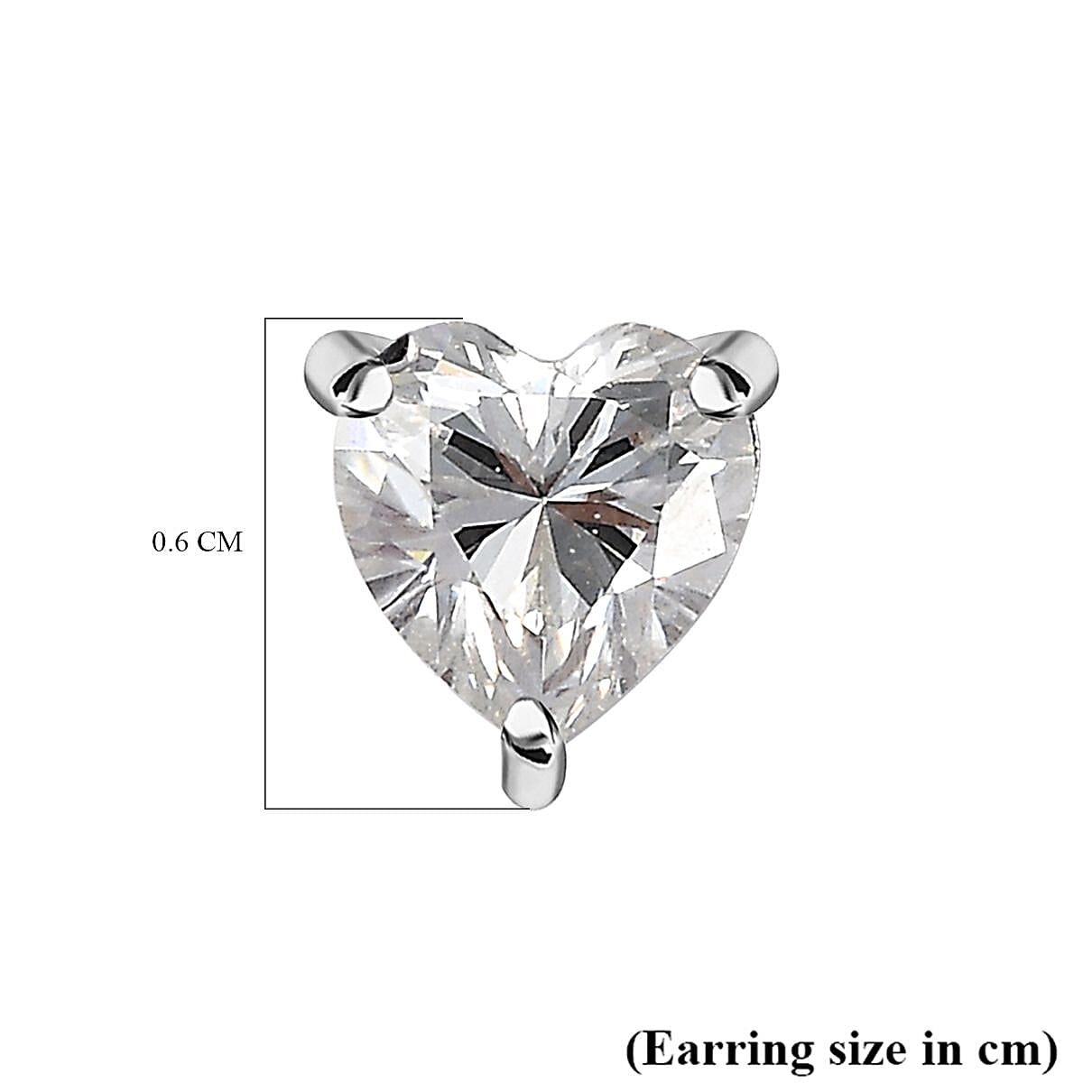 Moissanite Heart Solitaire Earrings in Platinum Overlay Sterling Silver 1.01 Ct. 7711739 6