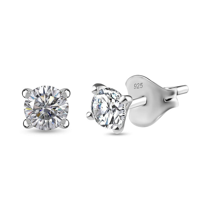 Moissanite Solitaire Stud Earrings in Platinum Overlay Sterling Silver 7852933 1