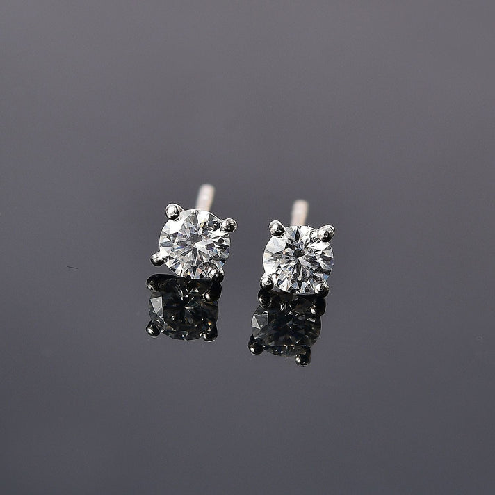 Moissanite Solitaire Stud Earrings in Platinum Overlay Sterling Silver 7852933 2