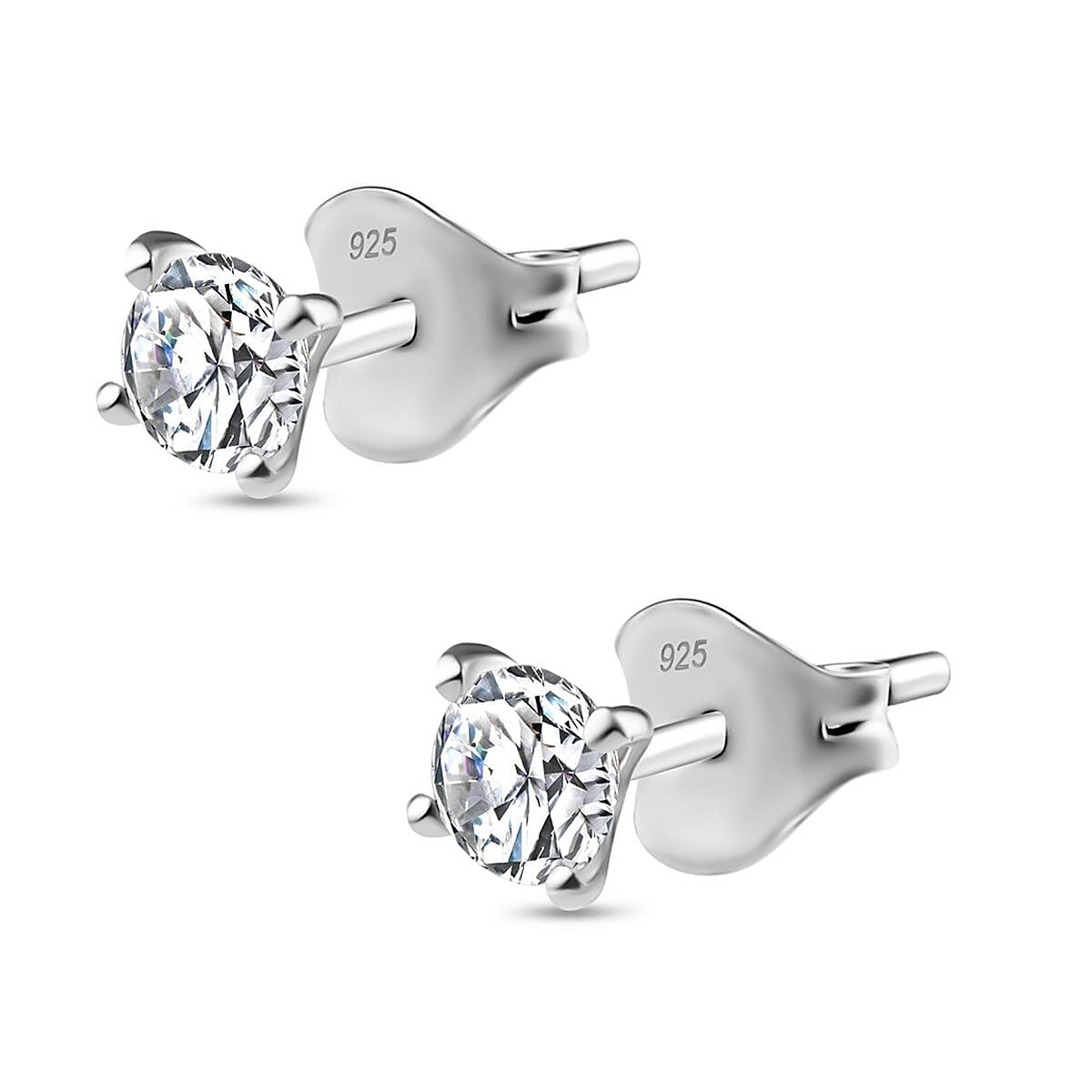 Moissanite Solitaire Stud Earrings in Platinum Overlay Sterling Silver 7852933 7