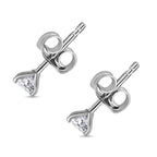 Royal Bali Collection - Moissanite Solitaire Stud Earring with Push Back in Platinum Overlay Sterling Silver
