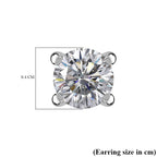 Royal Bali Collection - Moissanite Solitaire Stud Earring with Push Back in Platinum Overlay Sterling Silver