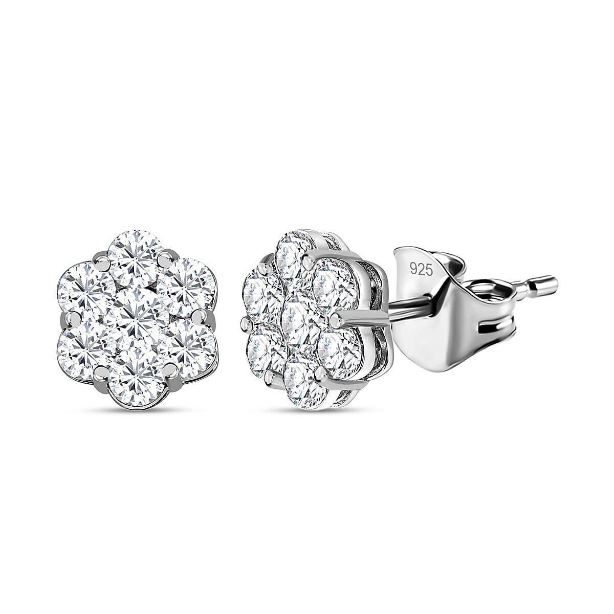 Moissanite Stud Earrings in Platinum Overlay Sterling Silver 2.93 Ct. 7565460 0