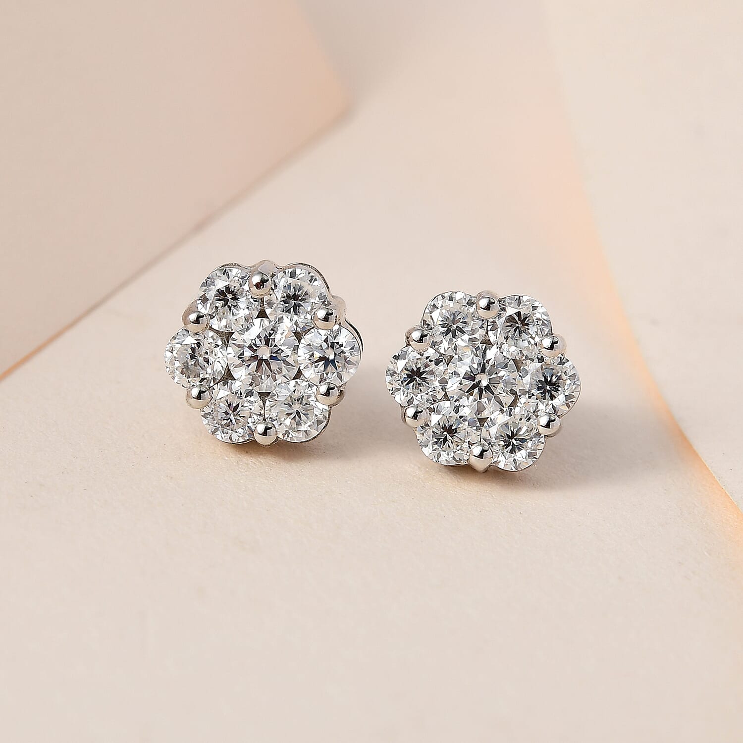 Moissanite Stud Earrings in Platinum Overlay Sterling Silver 2.93 Ct. 7565460 1